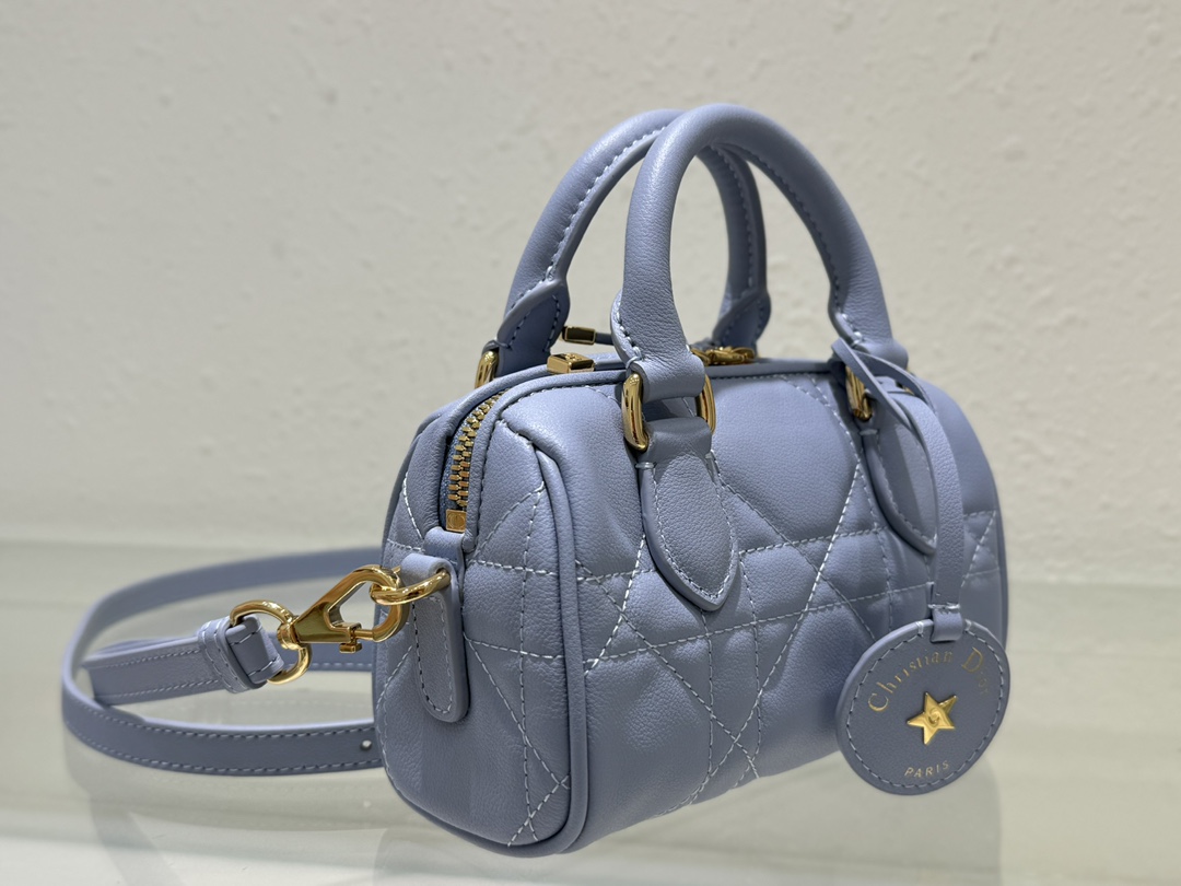 Dior Groove 17 Mini Bag Pale Blue Macrocannage Calfskin